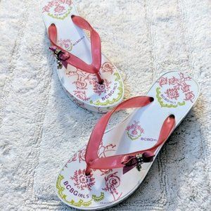 BCBGirls White & Pink Platform Wedge Sandal Sz. 7